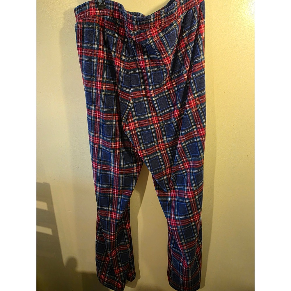 GapBody Mens XL Tall Fleece Pajama Pants Navy Blue Red Plaid Lounge Bottoms